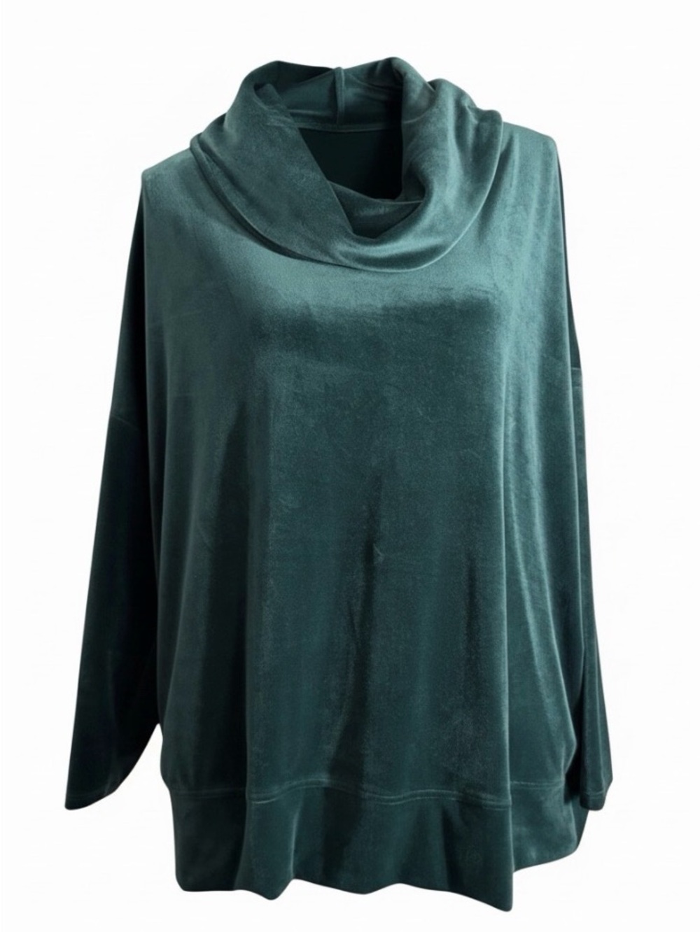 🌹🌹FREE SHIPPING 🌹🌹Cable & Gauge Plush Velvet Cowl Neck Sweater - Deep Teal